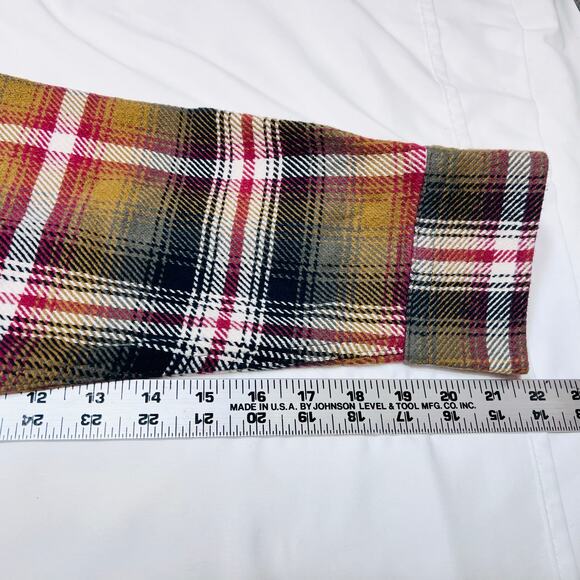 Orvis Tan Plaid Heavyweight Flannel Men Medium Long Sleeve Button Down Shirt New - Picture 10 of 12